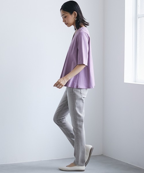 CHIC STYLE（シックスタイル）の「＜大きいサイズ＞綿100％フレア切替カットソープルオーバー シックスタイル（Tシャツ/カットソー・レディース・パープル系/ブラック・L/LL/3L/4L/5L）」の16枚目の写真