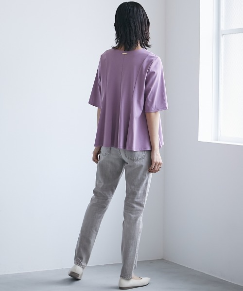 CHIC STYLE（シックスタイル）の「＜大きいサイズ＞綿100％フレア切替カットソープルオーバー シックスタイル（Tシャツ/カットソー・レディース・パープル系/ブラック・L/LL/3L/4L/5L）」の17枚目の写真