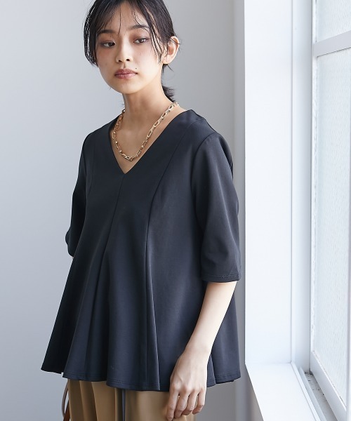 CHIC STYLE（シックスタイル）の「＜大きいサイズ＞綿100％フレア切替カットソープルオーバー シックスタイル（Tシャツ/カットソー・レディース・パープル系/ブラック・L/LL/3L/4L/5L）」の21枚目の写真