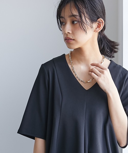 CHIC STYLE（シックスタイル）の「＜大きいサイズ＞綿100％フレア切替カットソープルオーバー シックスタイル（Tシャツ/カットソー・レディース・パープル系/ブラック・L/LL/3L/4L/5L）」の3枚目の写真