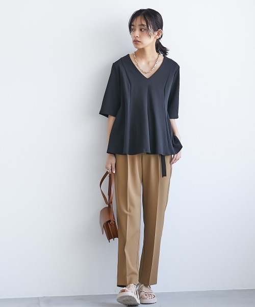 CHIC STYLE（シックスタイル）の「＜大きいサイズ＞綿100％フレア切替カットソープルオーバー シックスタイル（Tシャツ/カットソー・レディース・パープル系/ブラック・L/LL/3L/4L/5L）」の6枚目の写真