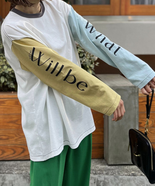 mi via loca（ミヴィアロカ）の「袖配色ロゴプリントロングスリーブTシャツ（Tシャツ/カットソー・レディース・ホワイト×ブルー/ホワイト×グレー・FREE）」の9枚目の写真