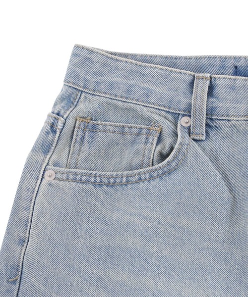 Figments（フィグメンツ）の「ダメージデニムバギーパンツ（デニムパンツ・レディース・ライトインディゴブルー・SMALL/LARGE/MEDIUM）」の8枚目の写真