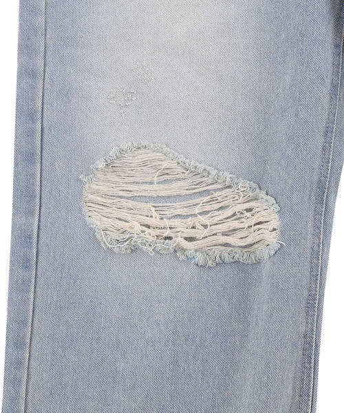 Figments（フィグメンツ）の「ダメージデニムバギーパンツ（デニムパンツ・レディース・ライトインディゴブルー・SMALL/LARGE/MEDIUM）」の10枚目の写真