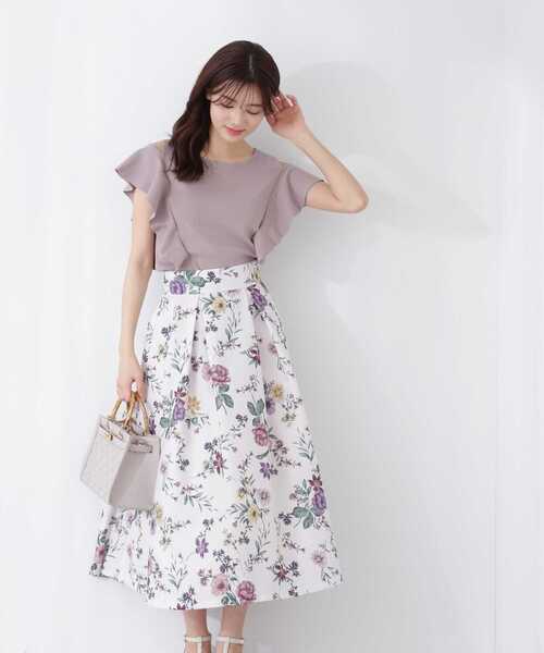 PROPORTION BODY DRESSING(プロポーションボディドレッシング)の「ボタニカルスカート / 1213120512(スカート・レディース・ダークグレー/オフホワイト・SMALL/MEDIUM)」の4枚目の写真