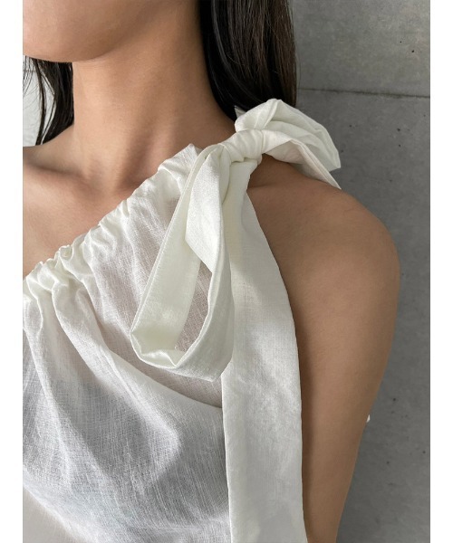 ENVYM（アンビー）の「ワンショルリボントップス（Tシャツ/カットソー・レディース・ブラック/ホワイト・FREE）」の13枚目の写真