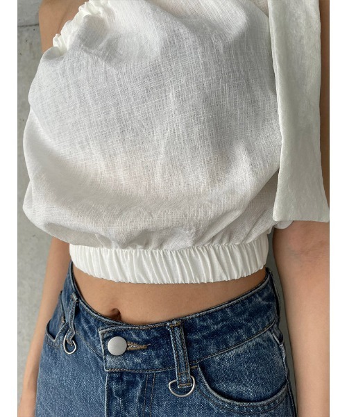 ENVYM（アンビー）の「ワンショルリボントップス（Tシャツ/カットソー・レディース・ブラック/ホワイト・FREE）」の15枚目の写真