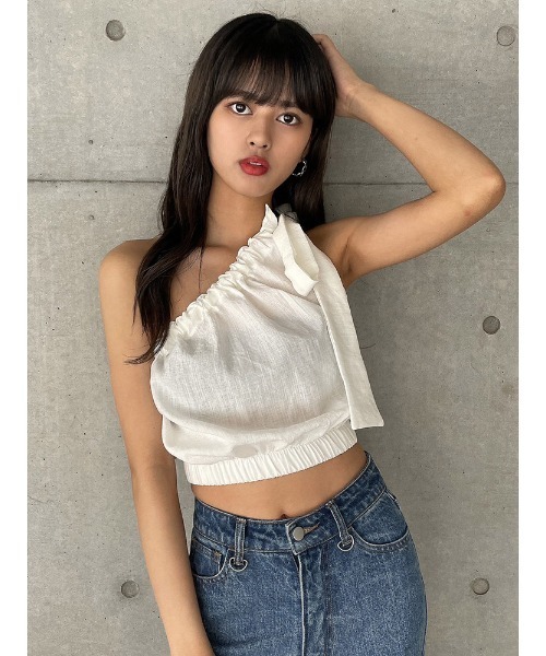 ENVYM（アンビー）の「ワンショルリボントップス（Tシャツ/カットソー・レディース・ブラック/ホワイト・FREE）」の17枚目の写真