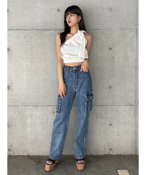 ENVYM（アンビー）の「ワンショルリボントップス（Tシャツ/カットソー・レディース・ブラック/ホワイト・FREE）」の20枚目の写真