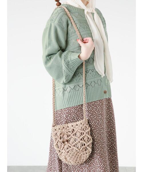 ehka sopo（エヘカソポ）の「マクラメショルダーバッグ（ハンドバッグ・レディース・ブラック/オフホワイト/モカ・ﾌﾘ-）」の22枚目の写真