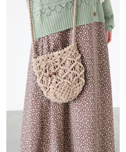 ehka sopo（エヘカソポ）の「マクラメショルダーバッグ（ハンドバッグ・レディース・ブラック/オフホワイト/モカ・ﾌﾘ-）」の5枚目の写真