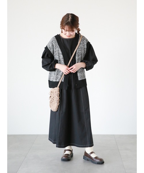 ehka sopo（エヘカソポ）の「マクラメショルダーバッグ（ハンドバッグ・レディース・ブラック/オフホワイト/モカ・ﾌﾘ-）」の7枚目の写真