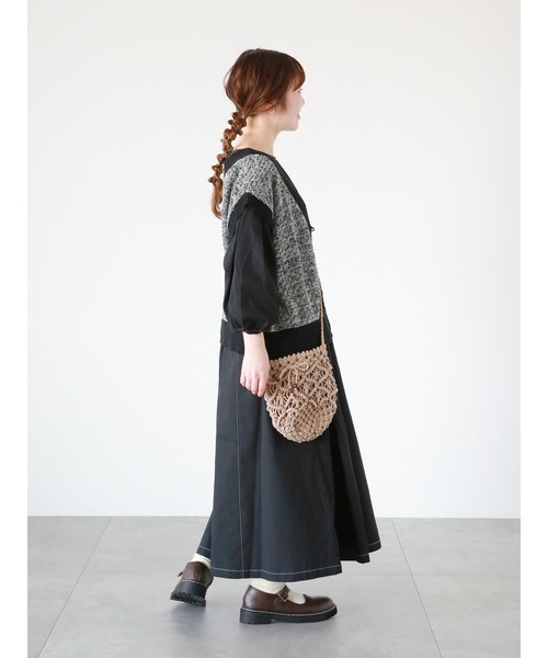 ehka sopo（エヘカソポ）の「マクラメショルダーバッグ（ハンドバッグ・レディース・ブラック/オフホワイト/モカ・ﾌﾘ-）」の8枚目の写真