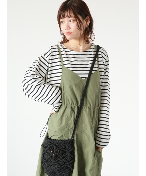 ehka sopo（エヘカソポ）の「マクラメショルダーバッグ（ハンドバッグ・レディース・ブラック/オフホワイト/モカ・ﾌﾘ-）」の12枚目の写真