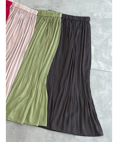 Te chichi TERRASSE（テチチテラス）の「消しプリーツスカート（スカート・レディース・ベージュ/チャコール/グリーン/ピンク・ﾌﾘ-）」の2枚目の写真