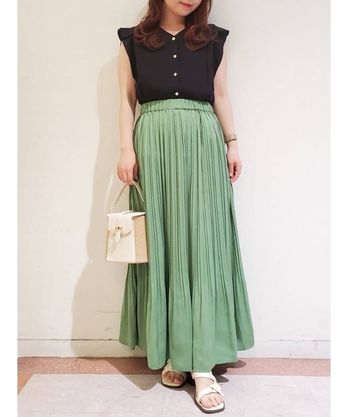 Te chichi TERRASSE（テチチテラス）の「消しプリーツスカート（スカート・レディース・ベージュ/チャコール/グリーン/ピンク・ﾌﾘ-）」の13枚目の写真