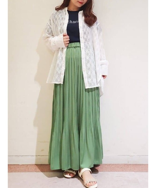 Te chichi TERRASSE（テチチテラス）の「消しプリーツスカート（スカート・レディース・ベージュ/チャコール/グリーン/ピンク・ﾌﾘ-）」の5枚目の写真