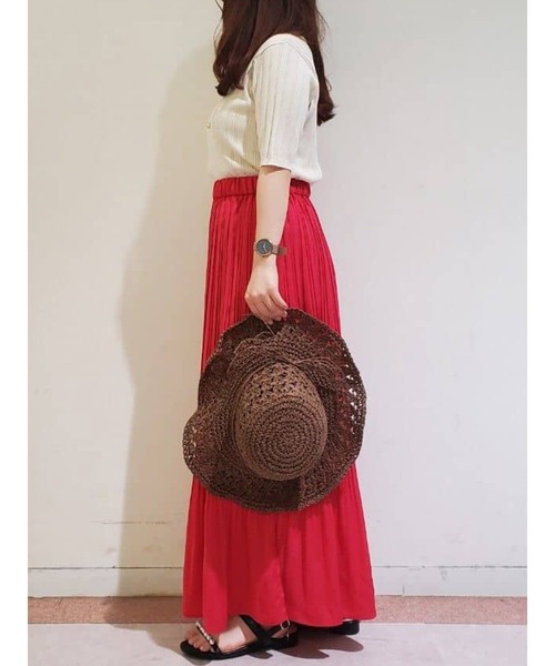 Te chichi TERRASSE（テチチテラス）の「消しプリーツスカート（スカート・レディース・ベージュ/チャコール/グリーン/ピンク・ﾌﾘ-）」の9枚目の写真