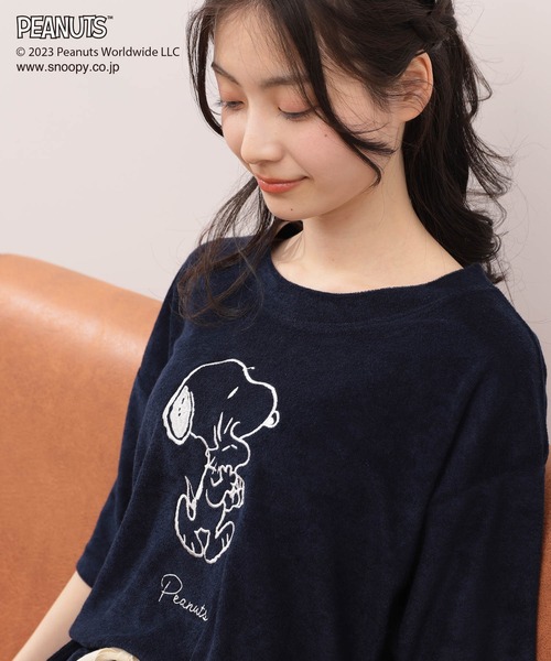 PEANUTS(ピーナッツ)の「【SNOOPY】スヌーピーとウッドストック刺繍 パイル地ルームウェアセット(ルームウェア/パジャマ)」 - WEAR