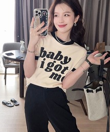 バイカラーロゴプリントTシャツ