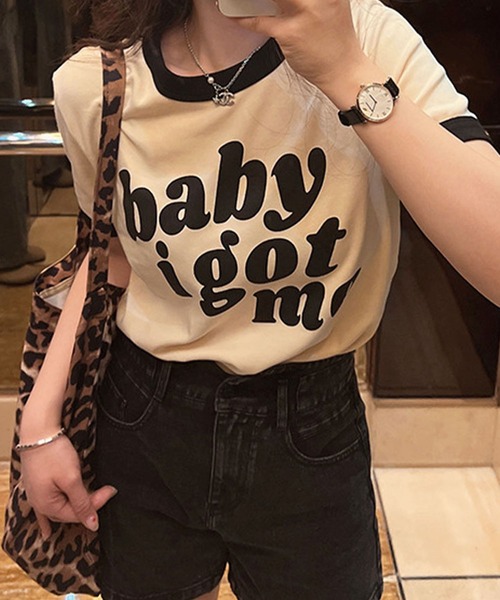 GLAMOROUS JANE(グラマラスジェーン)の「バイカラーロゴプリントTシャツ(Tシャツ/カットソー・レディース・アイボリー・FREE)」の7枚目の写真