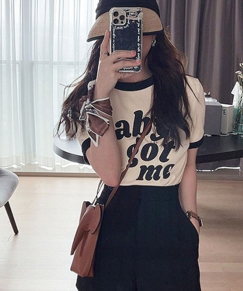 GLAMOROUS JANE(グラマラスジェーン)の「バイカラーロゴプリントTシャツ(Tシャツ/カットソー・レディース・アイボリー・FREE)」の14枚目の写真