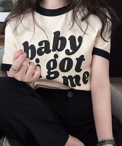 GLAMOROUS JANE(グラマラスジェーン)の「バイカラーロゴプリントTシャツ(Tシャツ/カットソー・レディース・アイボリー・FREE)」の13枚目の写真