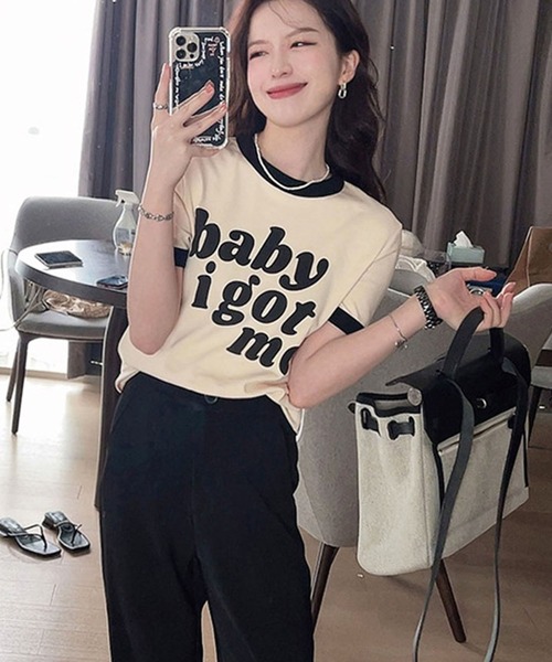GLAMOROUS JANE(グラマラスジェーン)の「バイカラーロゴプリントTシャツ(Tシャツ/カットソー・レディース・アイボリー・FREE)」の12枚目の写真