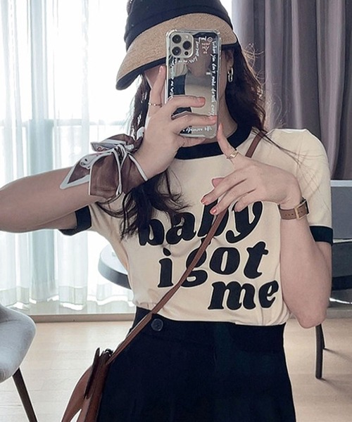 GLAMOROUS JANE(グラマラスジェーン)の「バイカラーロゴプリントTシャツ(Tシャツ/カットソー・レディース・アイボリー・FREE)」の15枚目の写真