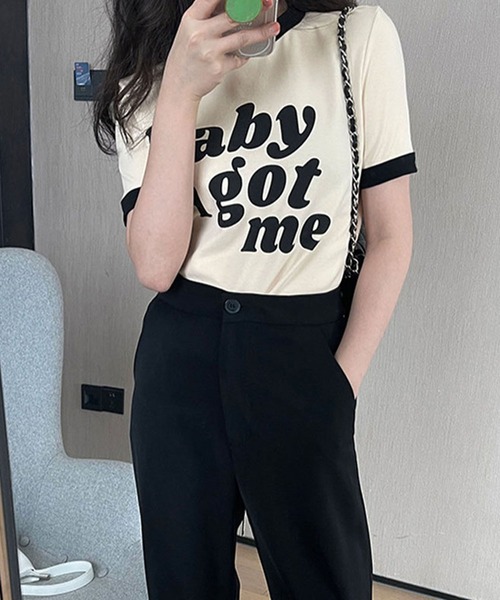 GLAMOROUS JANE(グラマラスジェーン)の「バイカラーロゴプリントTシャツ(Tシャツ/カットソー・レディース・アイボリー・FREE)」の10枚目の写真