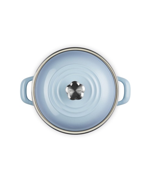 新品 ル・クルーゼ キャセロール 18cm コースタルブルー フラワー 鍋 水色 EOS キャセロール 18cm コースタルブルー | 結婚祝い・ブライダル