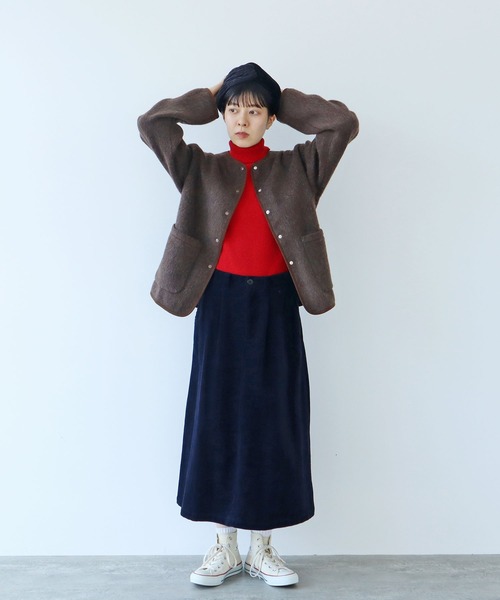 PAR ICI（パーリッシィ）の「リサイクルウールシャギー スナップジャケット（ノーカラージャケット・レディース・ダークブラウン/ベージュ/ネイビー・FREE）」の12枚目の写真