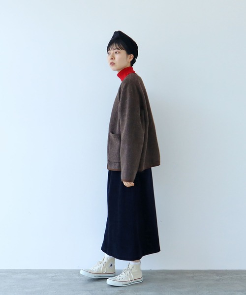 PAR ICI（パーリッシィ）の「リサイクルウールシャギー スナップジャケット（ノーカラージャケット・レディース・ダークブラウン/ベージュ/ネイビー・FREE）」の16枚目の写真