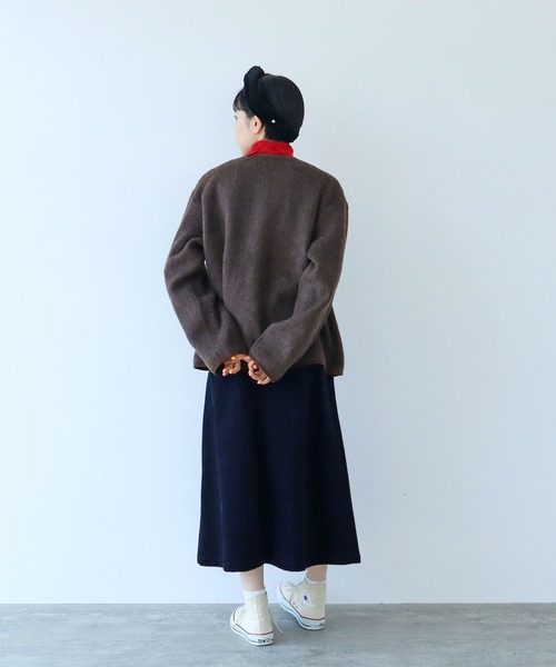 PAR ICI（パーリッシィ）の「リサイクルウールシャギー スナップジャケット（ノーカラージャケット・レディース・ダークブラウン/ベージュ/ネイビー・FREE）」の15枚目の写真