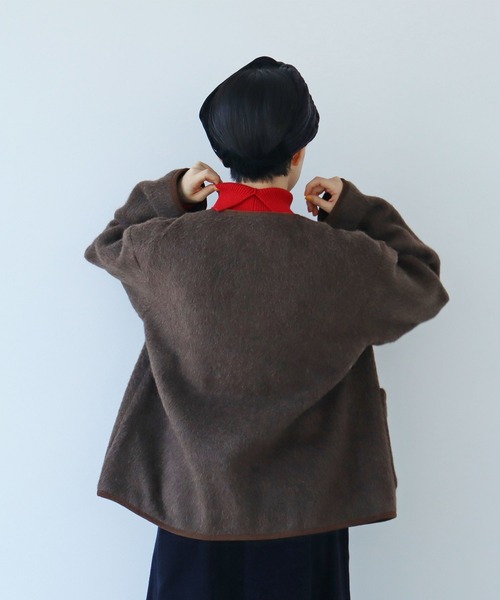 PAR ICI（パーリッシィ）の「リサイクルウールシャギー スナップジャケット（ノーカラージャケット・レディース・ダークブラウン/ベージュ/ネイビー・FREE）」の10枚目の写真