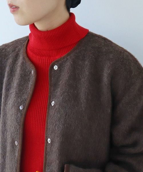 PAR ICI（パーリッシィ）の「リサイクルウールシャギー スナップジャケット（ノーカラージャケット・レディース・ダークブラウン/ベージュ/ネイビー・FREE）」の11枚目の写真