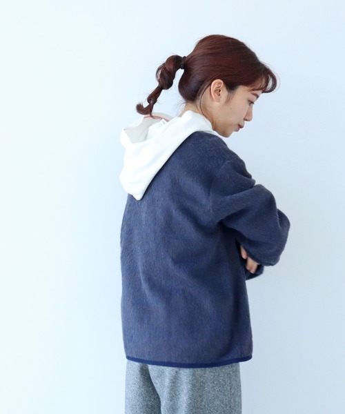 PAR ICI（パーリッシィ）の「リサイクルウールシャギー スナップジャケット（ノーカラージャケット・レディース・ダークブラウン/ベージュ/ネイビー・FREE）」の21枚目の写真