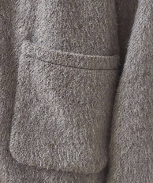 PAR ICI（パーリッシィ）の「リサイクルウールシャギー スナップジャケット（ノーカラージャケット・レディース・ダークブラウン/ベージュ/ネイビー・FREE）」の4枚目の写真