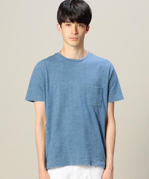 BEAUTY&YOUTH UNITED ARROWS（ビューティーアンドユースユナイテッドアローズ）の「BY インディゴ スラブ クルーネック Tシャツ¨（Tシャツ/カットソー・メンズ・コバルトブルー/ライトブルー・LARGE/SMALL/X-LARGE/MEDIUM）」の4枚目の写真
