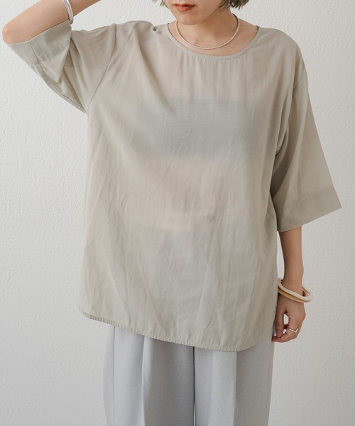 Omekashi（オメカシ）の「シアーTブラウス（シャツ/ブラウス・レディース・ブラック/オフホワイト/グリーン・FREE）」の3枚目の写真