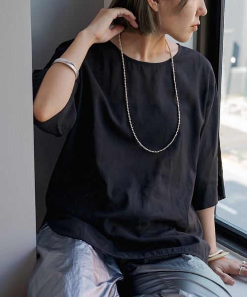 Omekashi（オメカシ）の「シアーTブラウス（シャツ/ブラウス・レディース・ブラック/オフホワイト/グリーン・FREE）」の2枚目の写真