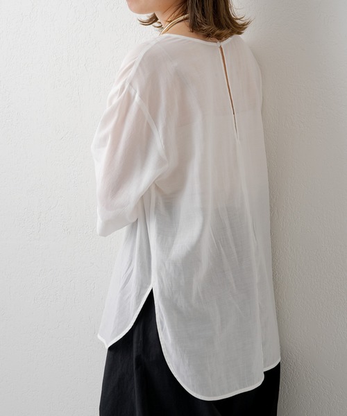 Omekashi（オメカシ）の「シアーTブラウス（シャツ/ブラウス・レディース・ブラック/オフホワイト/グリーン・FREE）」の8枚目の写真