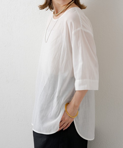 Omekashi（オメカシ）の「シアーTブラウス（シャツ/ブラウス・レディース・ブラック/オフホワイト/グリーン・FREE）」の9枚目の写真