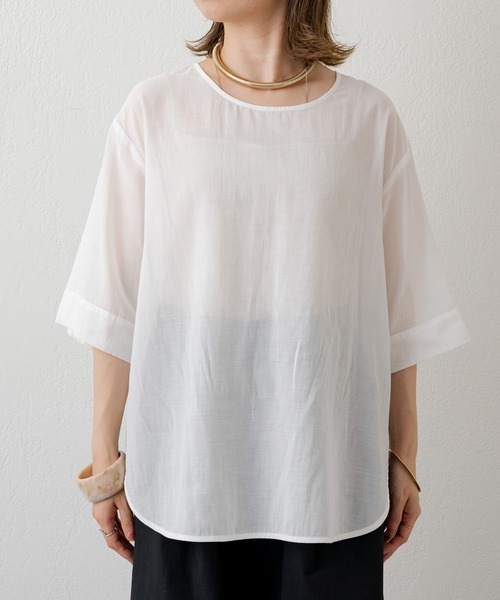 Omekashi（オメカシ）の「シアーTブラウス（シャツ/ブラウス・レディース・ブラック/オフホワイト/グリーン・FREE）」の14枚目の写真