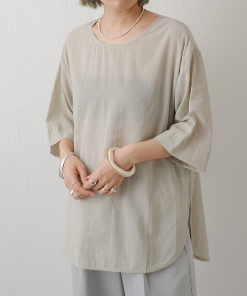 Omekashi（オメカシ）の「シアーTブラウス（シャツ/ブラウス・レディース・ブラック/オフホワイト/グリーン・FREE）」の22枚目の写真