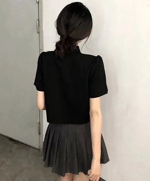 Sibra(シブラ)の「半袖チャイナトップス(シャツ/ブラウス・レディース・ブラック/ホワイト・M)」の13枚目の写真