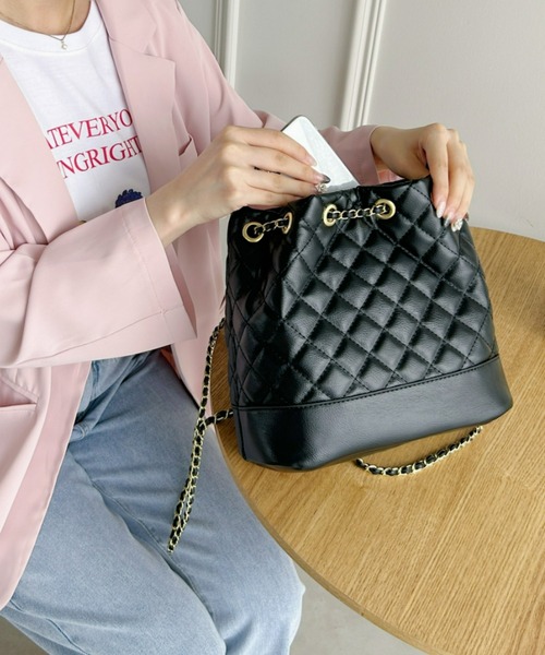 セール】キルティングチェーン巾着リュック（バックパック