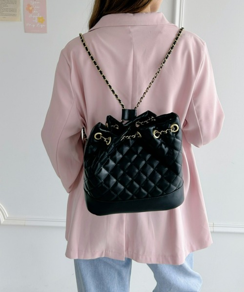 セール】キルティングチェーン巾着リュック（バックパック/リュック