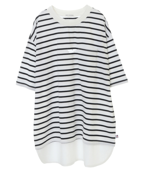 SOFFITTO(ソフィット)の「一枚でレイヤードスタイルになる接触冷感Tシャツ(取り扱い店舗限定)(Tシャツ/カットソー・レディース・ホワイト×ブラック/パープル/ブラック/オリーブ・FREE)」の2枚目の写真