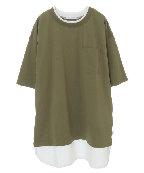 SOFFITTO(ソフィット)の「一枚でレイヤードスタイルになる接触冷感Tシャツ(取り扱い店舗限定)(Tシャツ/カットソー・レディース・ホワイト×ブラック/パープル/ブラック/オリーブ・FREE)」の1枚目の写真